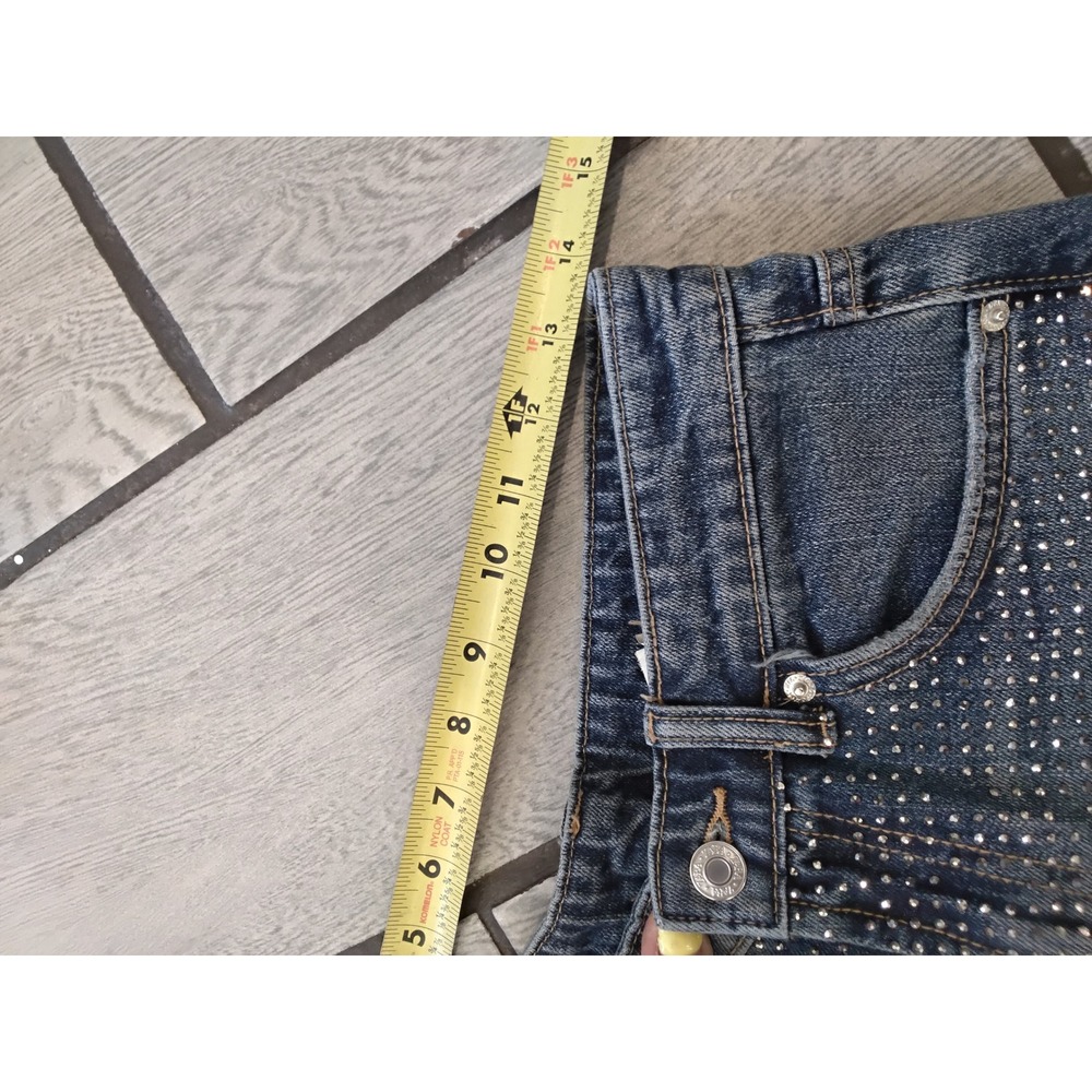Zara Rhinestone Embellished Wide Leg Jeans Blue Denim High Rise Size 2 8197/217 - Picture 5 of 7